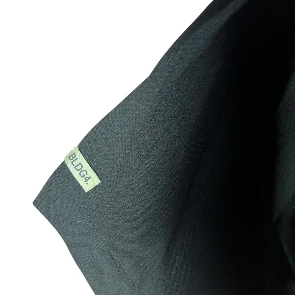 BLDG4 black silk button up‎ shirt with graphic print